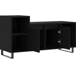 Tv Meubels-vidaXL - TV-meubel met 2 deuren 3 vakken - Zwart - Hout en metaal - 100x35x55 cm