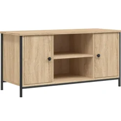 Tv Meubels-vidaXL - TV-meubel met 2 deuren 2 vakken - Sonoma eiken - Hout - 100x40x50 cm