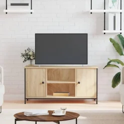 Tv Meubels-vidaXL - TV-meubel met 2 deuren 2 vakken - Sonoma eiken - Hout - 100x40x50 cm