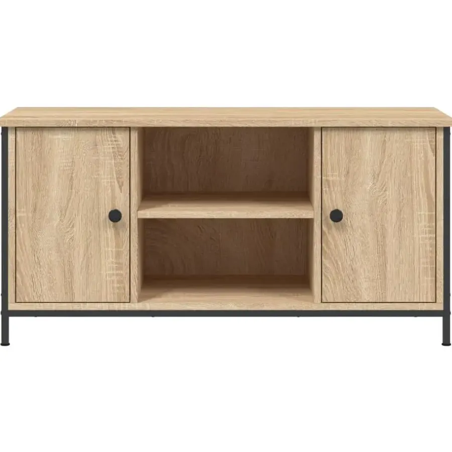 Tv Meubels-vidaXL - TV-meubel met 2 deuren 2 vakken - Sonoma eiken - Hout - 100x40x50 cm