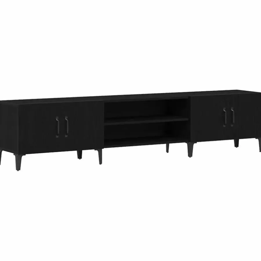 vidaXL - TV-meubel met 4 deuren - Zwart eiken - Hout - 180x31.5x40 cm