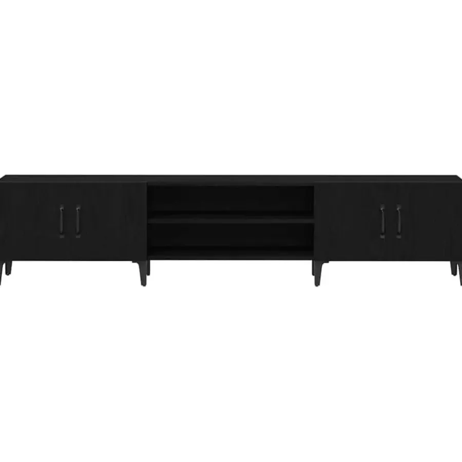 vidaXL - TV-meubel met 4 deuren - Zwart eiken - Hout - 180x31.5x40 cm