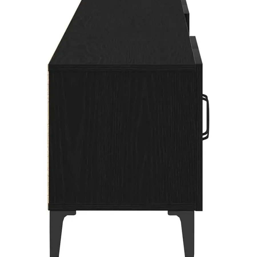 vidaXL - TV-meubel met 4 deuren - Zwart eiken - Hout - 180x31.5x40 cm