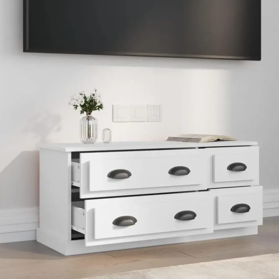 Tv Meubels-vidaXL - TV-meubel met 4 lades - Wit - Bewerkt hout - 100x35.5x45 cm