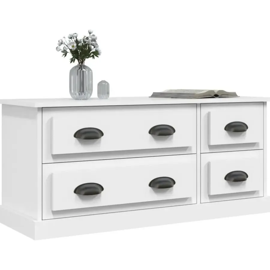 Tv Meubels-vidaXL - TV-meubel met 4 lades - Wit - Bewerkt hout - 100x35.5x45 cm