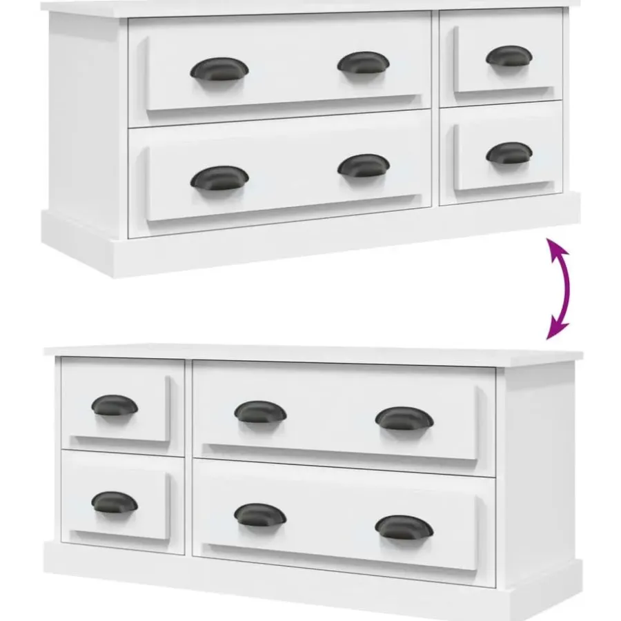Tv Meubels-vidaXL - TV-meubel met 4 lades - Wit - Bewerkt hout - 100x35.5x45 cm
