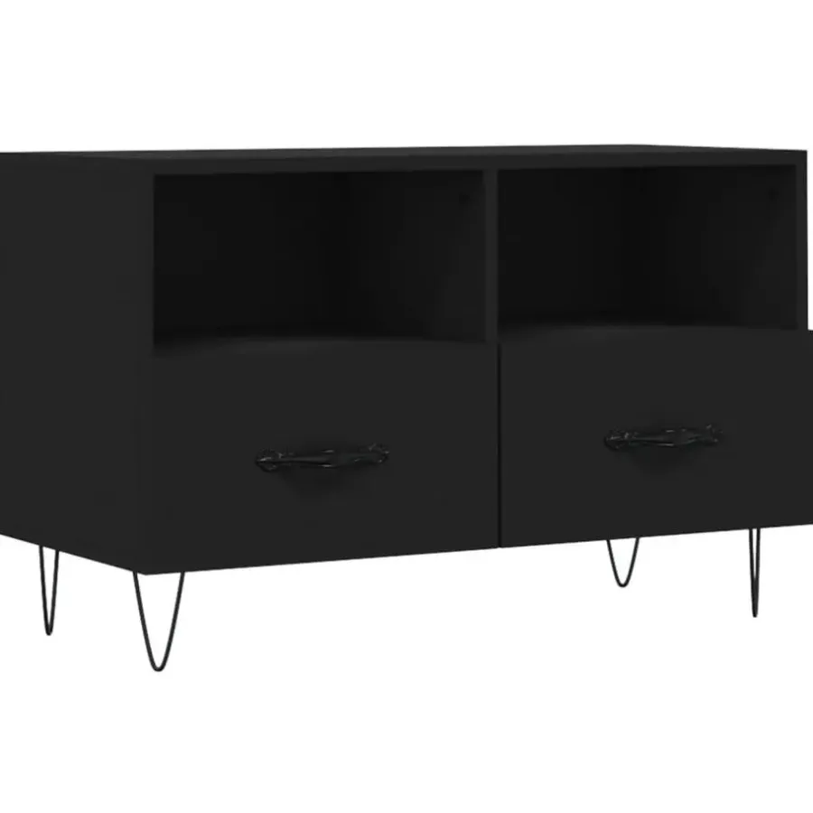 Tv Meubels-vidaXL - TV-meubel met 2 lades en 2 vakken - Zwart - Hout - 80x36x50 cm