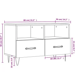 Tv Meubels-vidaXL - TV-meubel met 2 lades en 2 vakken - Zwart - Hout - 80x36x50 cm