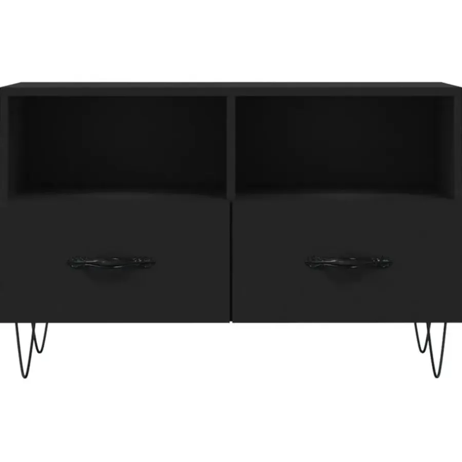 Tv Meubels-vidaXL - TV-meubel met 2 lades en 2 vakken - Zwart - Hout - 80x36x50 cm