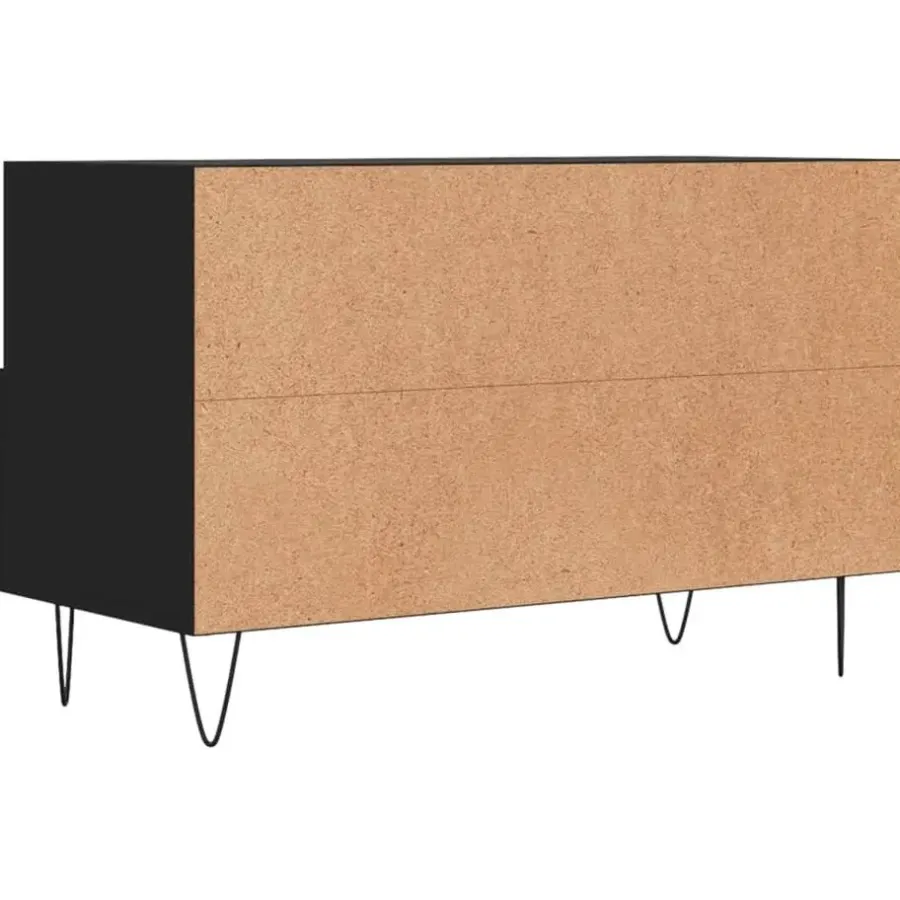 Tv Meubels-vidaXL - TV-meubel met 2 lades en 2 vakken - Zwart - Hout - 80x36x50 cm