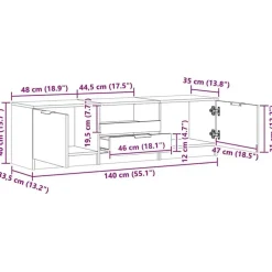 vidaXL - TV-meubel met 1 lade en 2 deuren - Artisanaal eiken - 140x35x40 cm