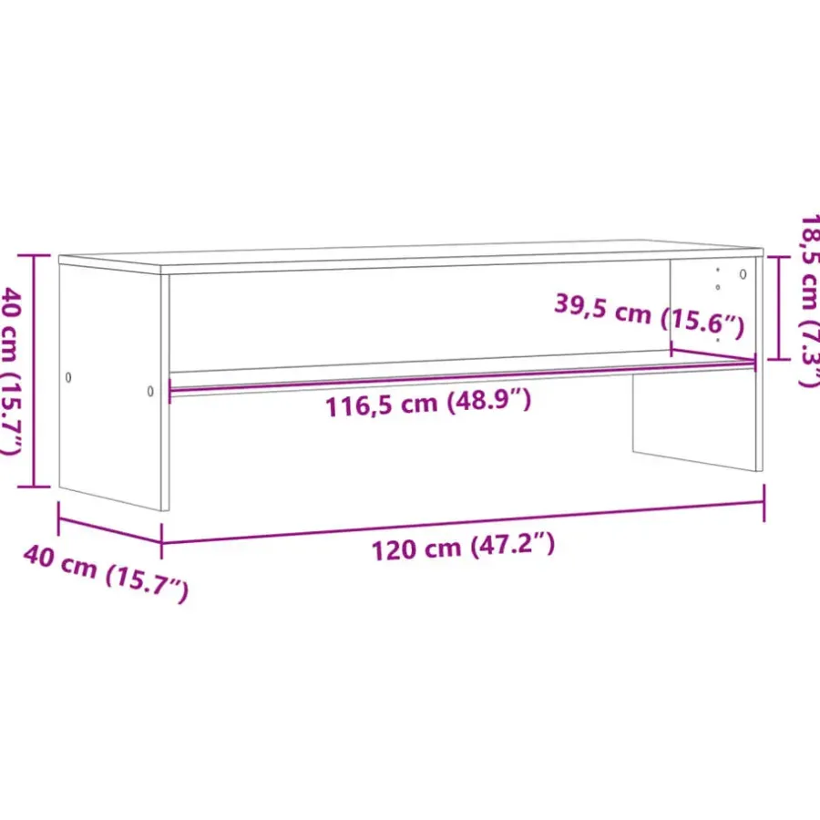 Tv Meubels-vidaXL - TV-meubel met 2 legplanken - Bruin eiken - Hout - 120x40x40 cm