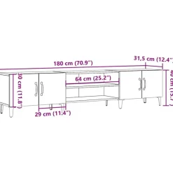 vidaXL - TV-meubel met 2 vakken 4 deuren - Oud hout - 180x31.5x40 cm