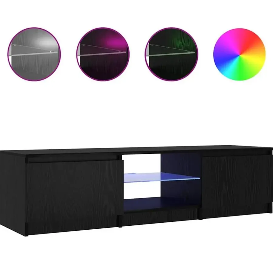 Tv Meubels-vidaXL - TV-meubel met glas legplank en 2 deuren - Zwart eiken - 140x40x35.5 cm