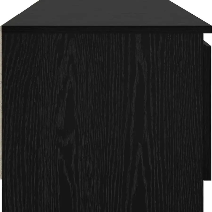 Tv Meubels-vidaXL - TV-meubel met glas legplank en 2 deuren - Zwart eiken - 140x40x35.5 cm