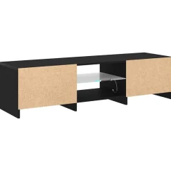 Tv Meubels-vidaXL - TV-meubel met glas legplank en 2 deuren - Zwart eiken - 140x40x35.5 cm