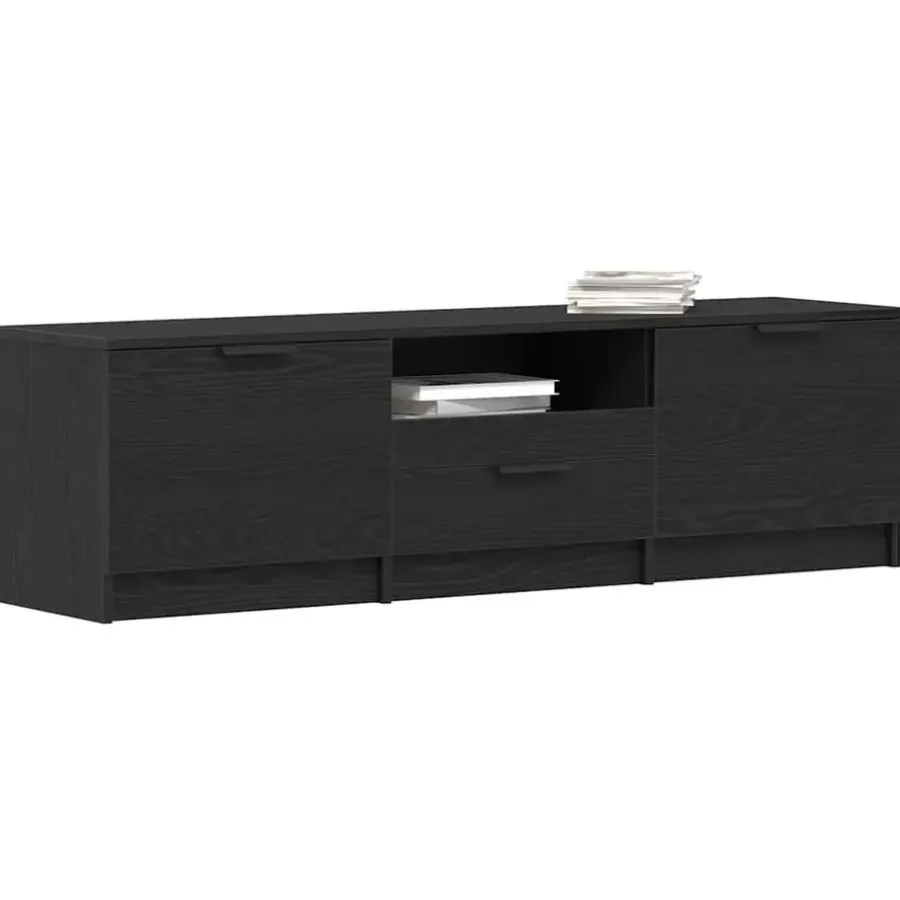 Tv Meubels-vidaXL - TV-meubel met lade en 2 deuren - Zwart eiken - Hout - 140x35x40 cm