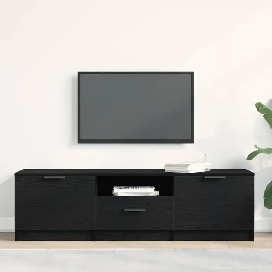 Tv Meubels-vidaXL - TV-meubel met lade en 2 deuren - Zwart eiken - Hout - 140x35x40 cm