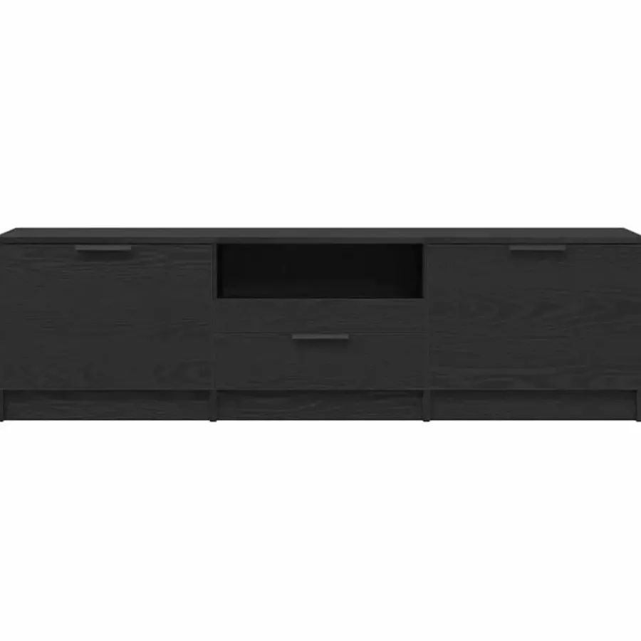 Tv Meubels-vidaXL - TV-meubel met lade en 2 deuren - Zwart eiken - Hout - 140x35x40 cm