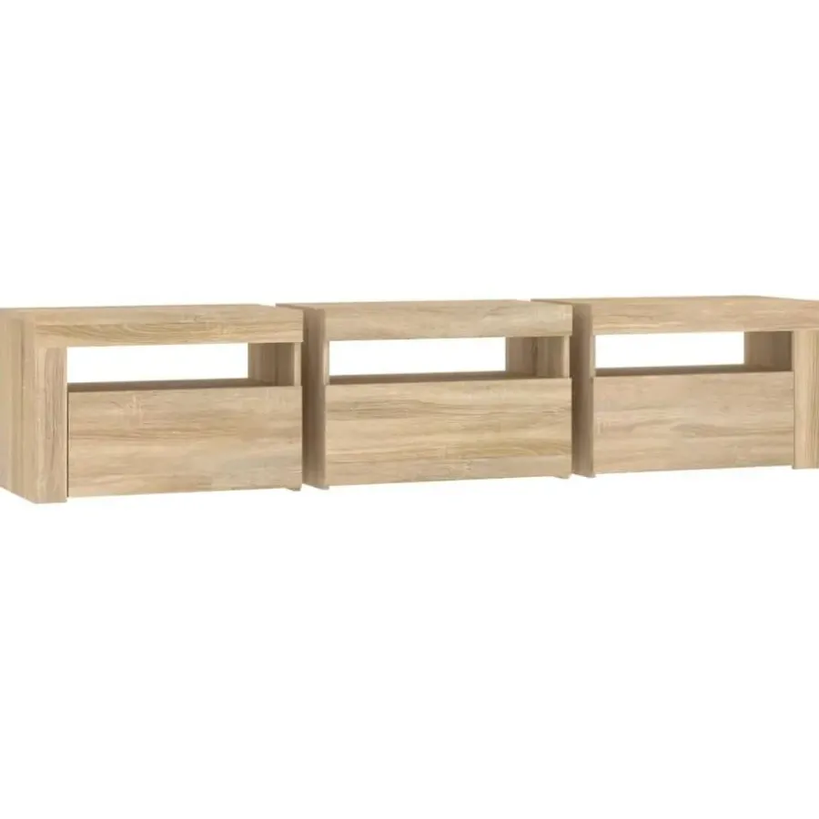 vidaXL - TV-meubel met LED en 3 deuren - Sonoma eiken - Hout - 180x35x40 cm