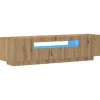 vidaXL - TV-meubel met LED en 3 deuren - Artisanaal eiken - 160x35x40 cm