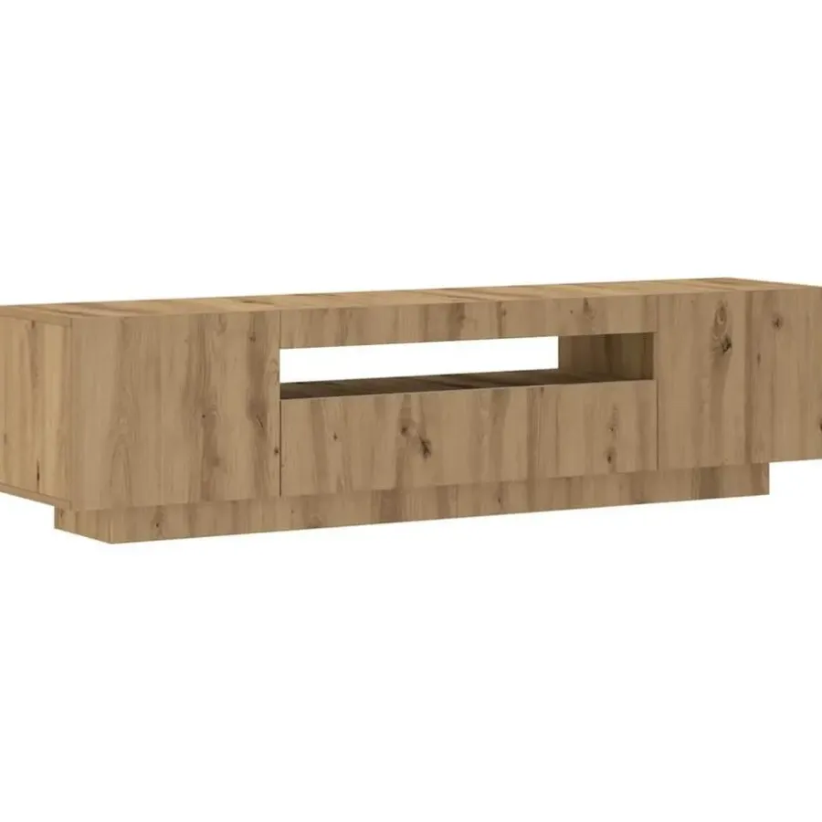 vidaXL - TV-meubel met LED en 3 deuren - Artisanaal eiken - 160x35x40 cm