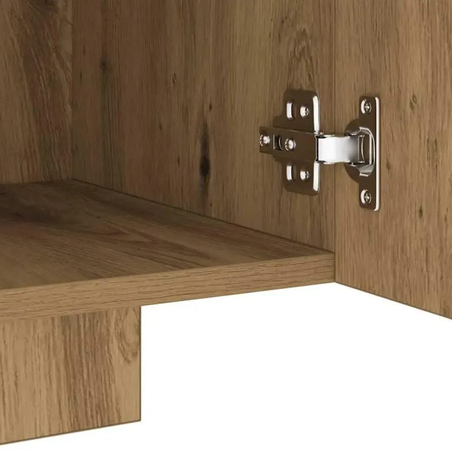 vidaXL - TV-meubel met LED en 3 deuren - Artisanaal eiken - 160x35x40 cm