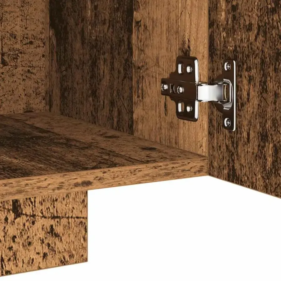Tv Meubels-vidaXL - TV-meubel met LED en 3 deuren - Oud hout - 160x35x40 cm