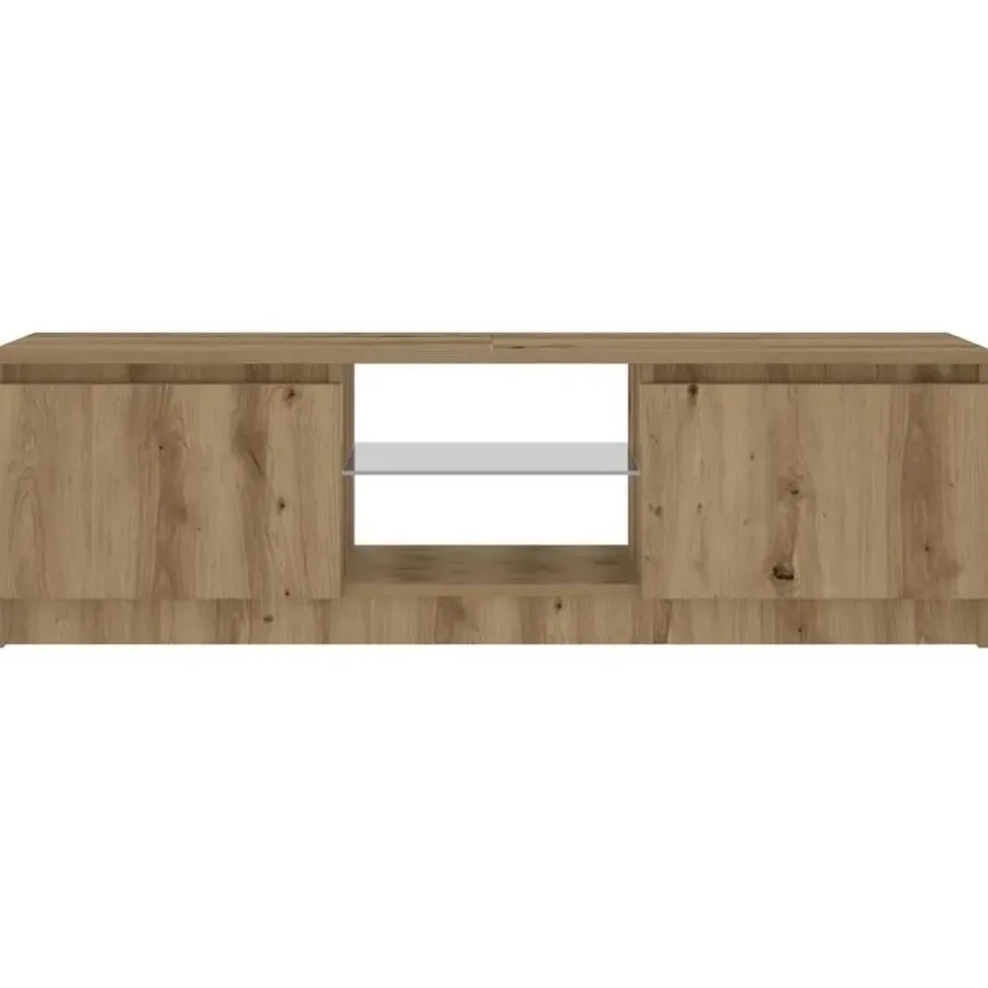 Tv Meubels-vidaXL - TV-meubel met LED en 2 deuren - Artisanaal eiken - 120x30x36 cm