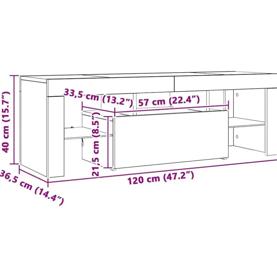 Tv Meubels-vidaXL - TV-meubel met LED-verlichting - Gerookt eiken - Hout - 120x35x40 cm