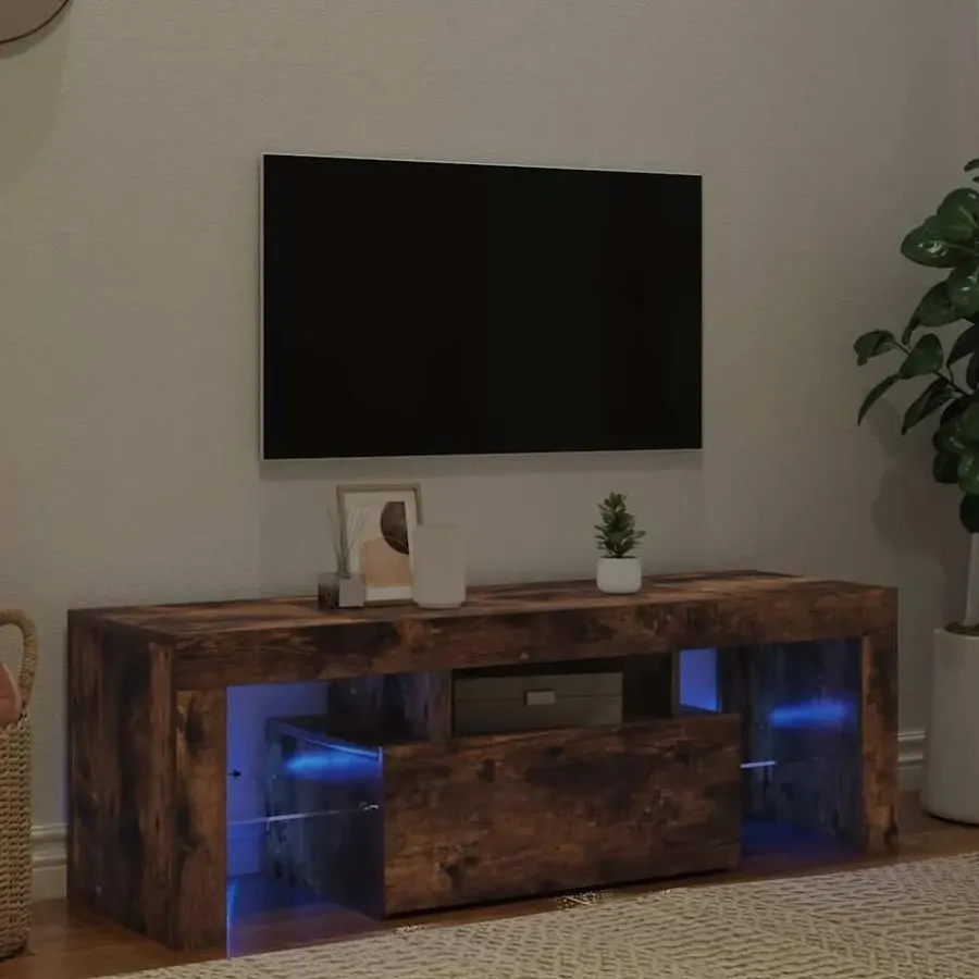 Tv Meubels-vidaXL - TV-meubel met LED-verlichting - Gerookt eiken - Hout - 120x35x40 cm