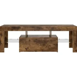 Tv Meubels-vidaXL - TV-meubel met LED-verlichting - Gerookt eiken - Hout - 120x35x40 cm