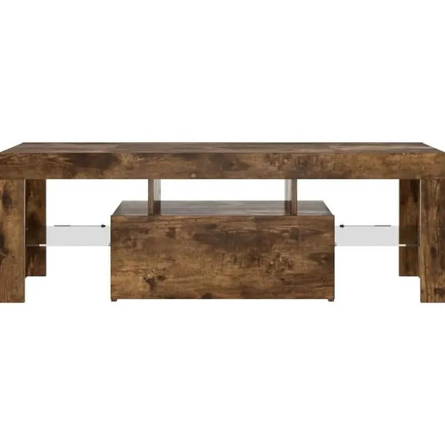Tv Meubels-vidaXL - TV-meubel met LED-verlichting - Gerookt eiken - Hout - 120x35x40 cm