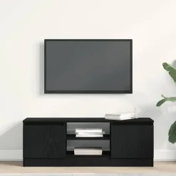 Tv Meubels-vidaXL - TV-meubel met legplank en 2 deuren - Zwart eiken - 102x30x36 cm