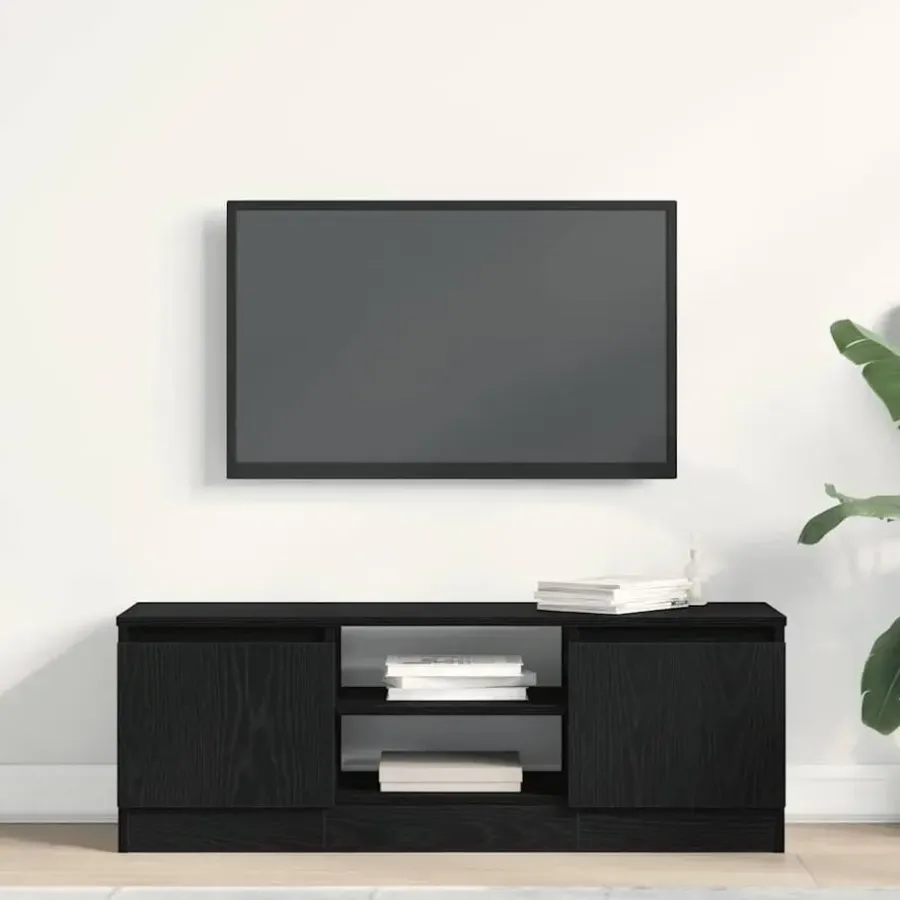 Tv Meubels-vidaXL - TV-meubel met legplank en 2 deuren - Zwart eiken - 102x30x36 cm