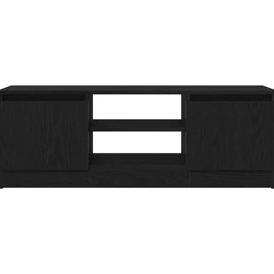 Tv Meubels-vidaXL - TV-meubel met legplank en 2 deuren - Zwart eiken - 102x30x36 cm