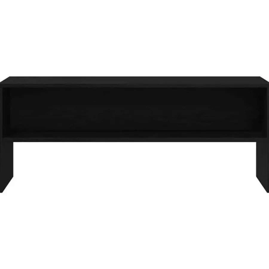 vidaXL - TV-meubel met legplank - Zwart eiken - Bewerkt hout - 100x40x40 cm