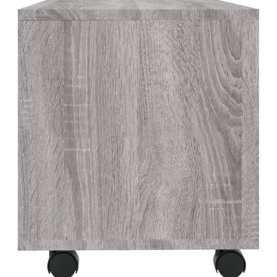 Tv Meubels-vidaXL - TV-meubel met wieltjes en 4 vakken - Grijs - Bewerkt hout - 90 cm