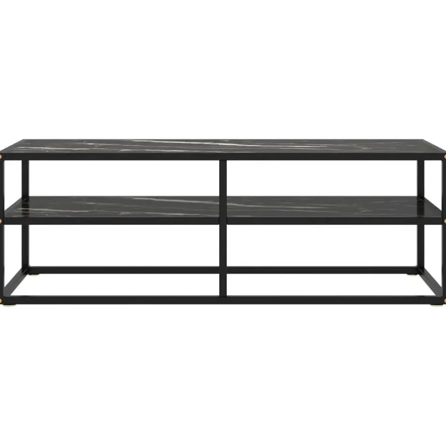 Tv Meubels-vidaXL - Tv-meubel met zwart marmerglas - Zwart - Glas - 120 x 40 x 40 cm