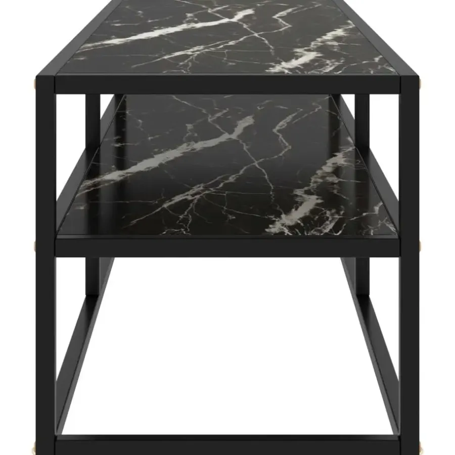 Tv Meubels-vidaXL - Tv-meubel met zwart marmerglas - Zwart - Glas - 120 x 40 x 40 cm