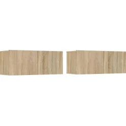 vidaXL - TV-meubels 2 st 4 deuren - Sonoma eikenk - Bewerkt hout - 80x30x30 cm