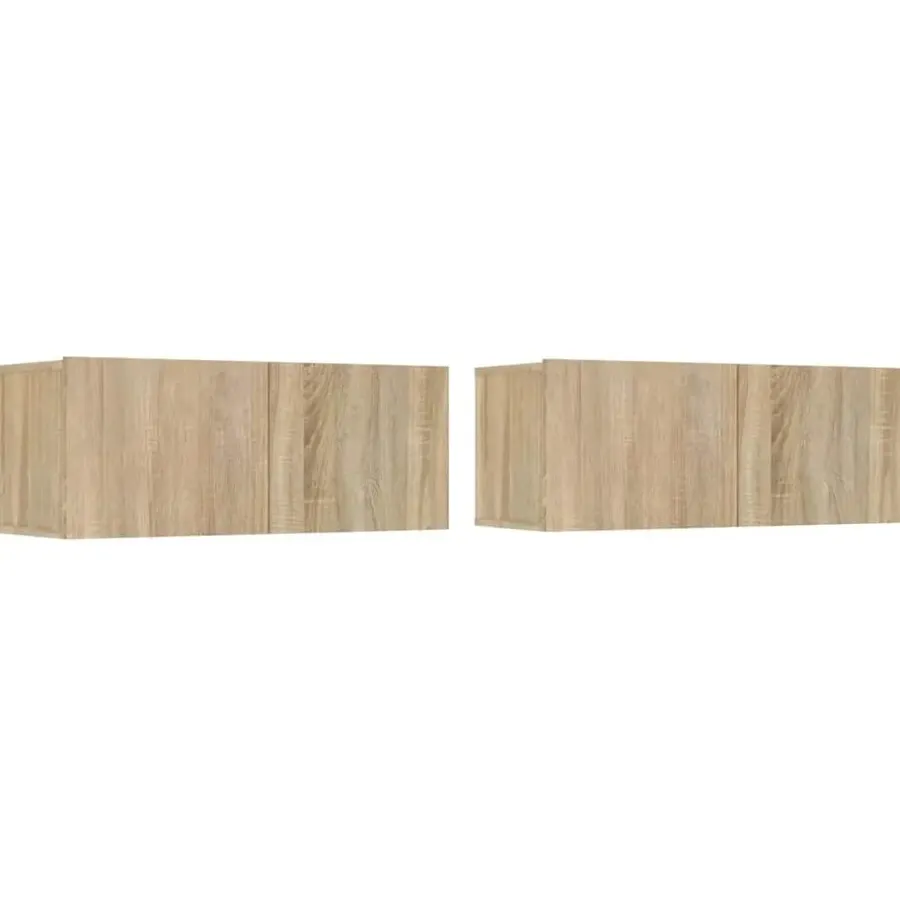 vidaXL - TV-meubels 2 st 4 deuren - Sonoma eikenk - Bewerkt hout - 80x30x30 cm