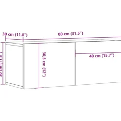 vidaXL - TV-meubels 2 st 4 deuren - Sonoma eikenk - Bewerkt hout - 80x30x30 cm