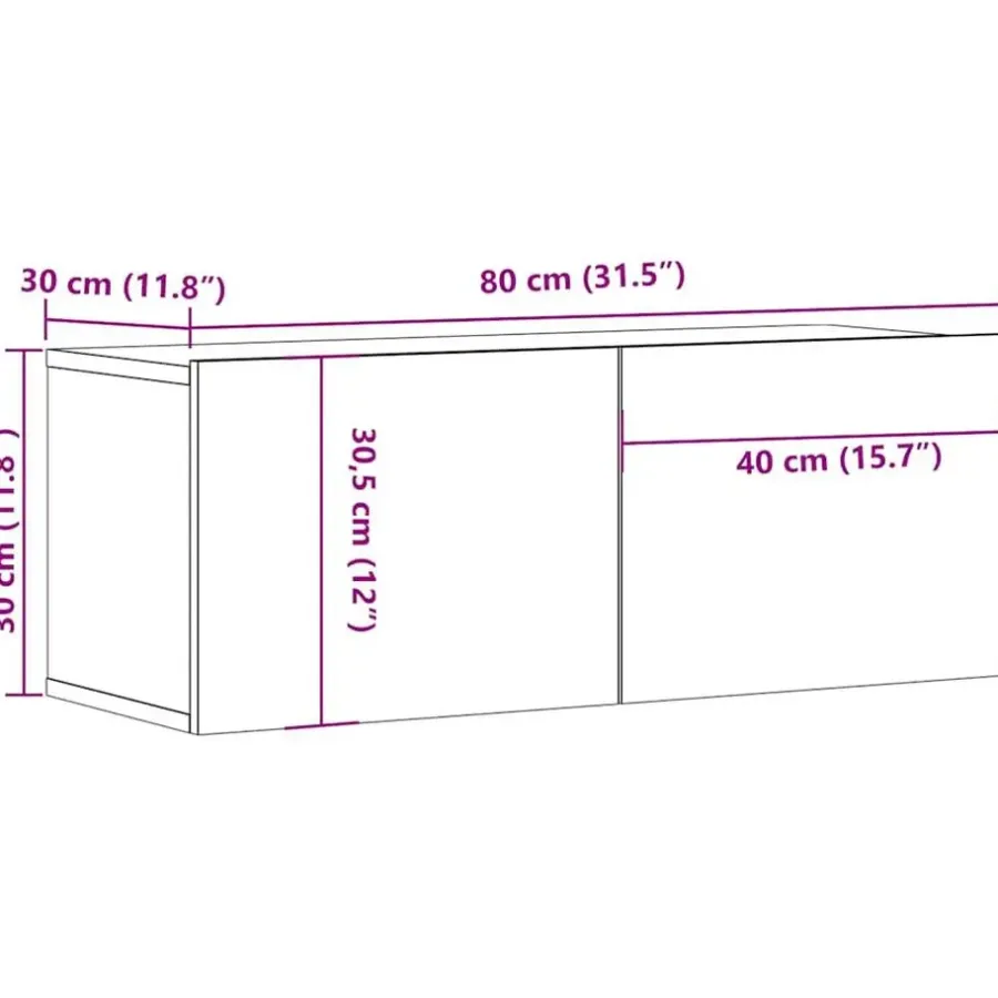 vidaXL - TV-meubels 2 st 4 deuren - Sonoma eikenk - Bewerkt hout - 80x30x30 cm