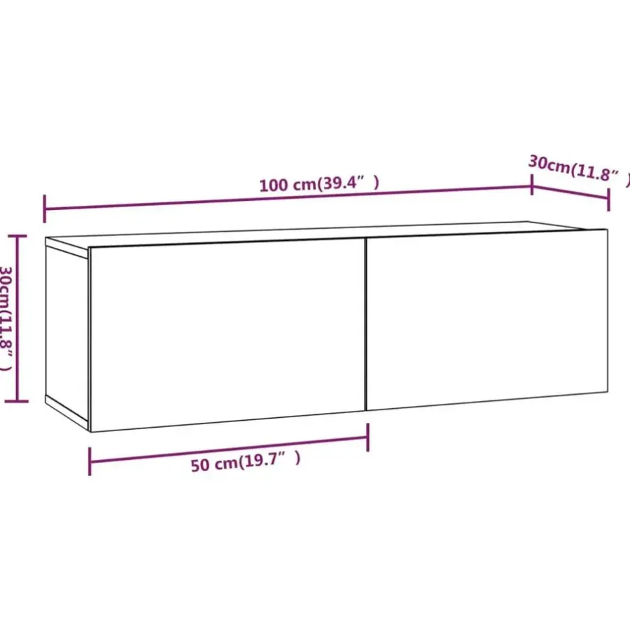 Tv Meubels-vidaXL - Tv-wandmeubel - Bruin eikenkleur - Bewerkt hout - 100 x 30 x 30 cm
