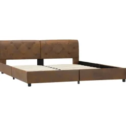 vidaXL - Tweepersoonbed - Bruin - Kunstsuède - 160x200 cm