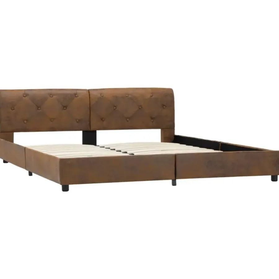 vidaXL - Tweepersoonbed - Bruin - Kunstsuède - 160x200 cm