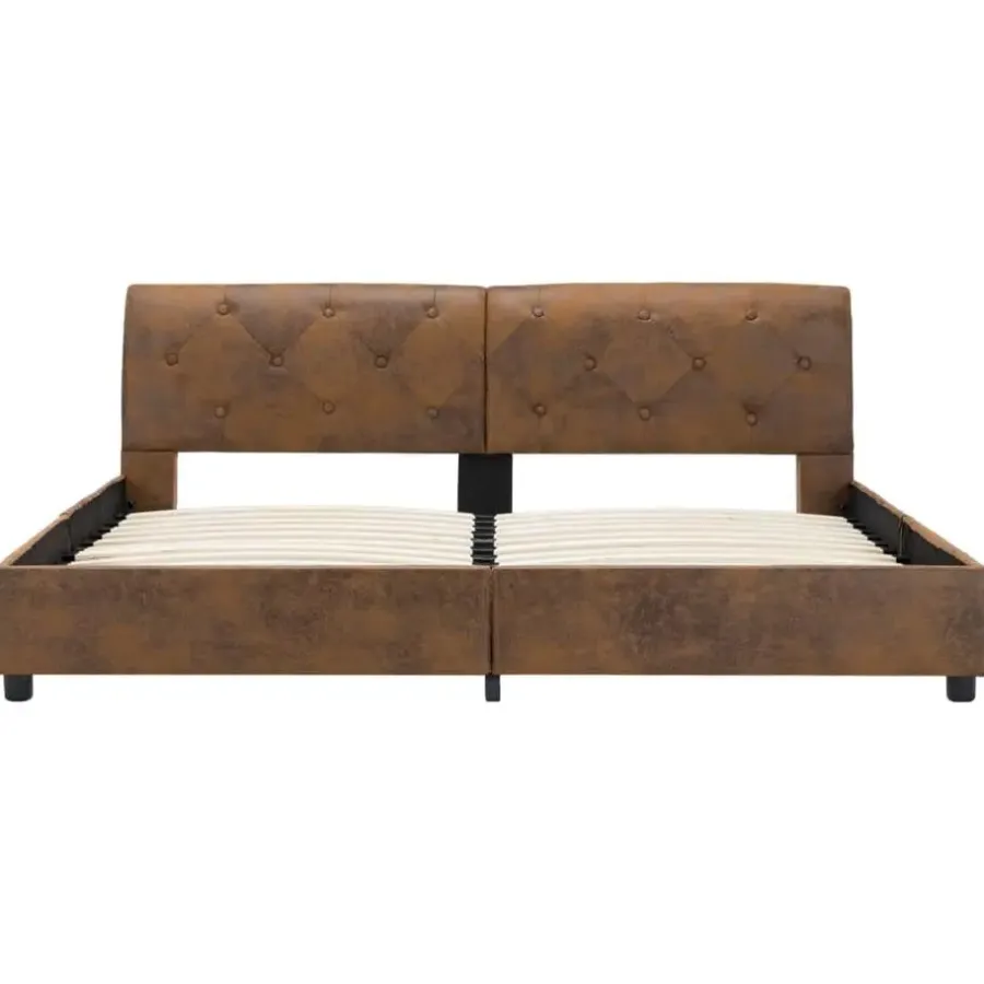 vidaXL - Tweepersoonbed - Bruin - Kunstsuède - 160x200 cm
