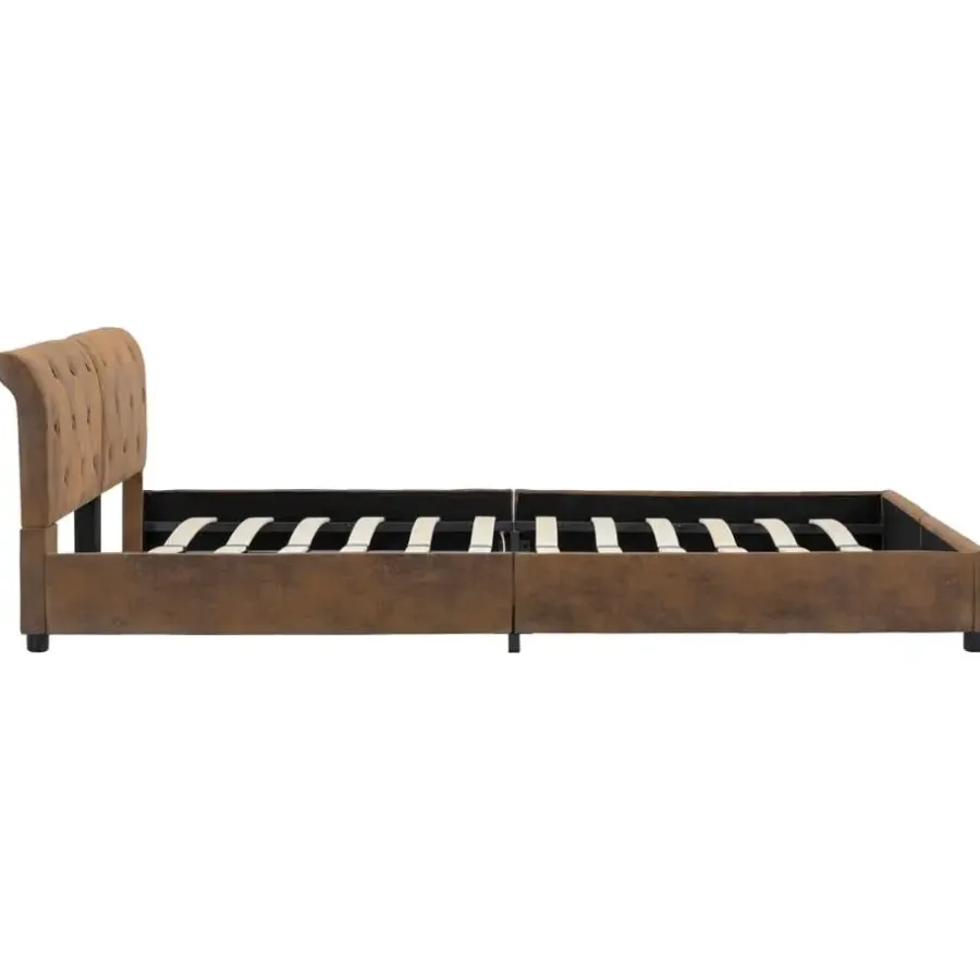 vidaXL - Tweepersoonbed - Bruin - Kunstsuède - 160x200 cm