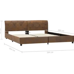 vidaXL - Tweepersoonbed - Bruin - Kunstsuède - 160x200 cm